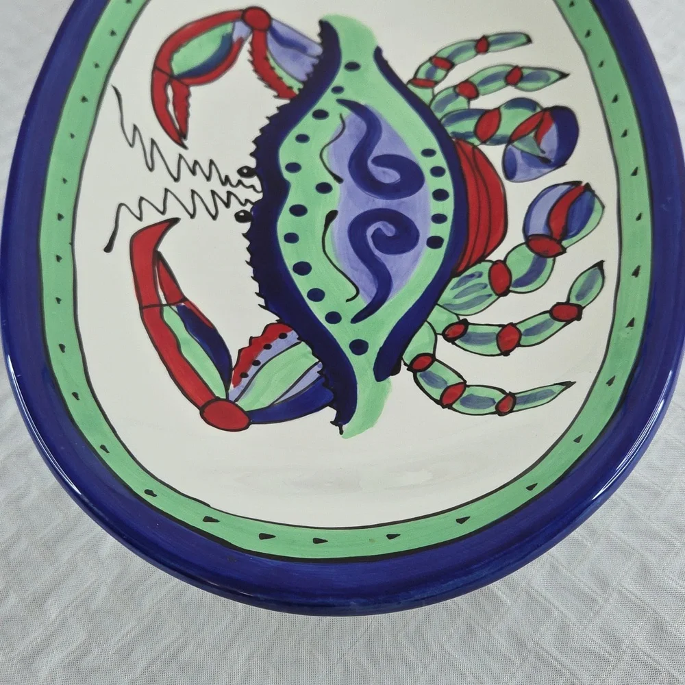 Caffco International DANA WHITTMAN Artist. MULIICOLOR CERAMIC PLATTER. - Picture 6 of 16
